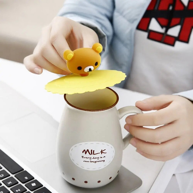 1kom crtani silikonski poklopac za šalicu otporan na toplinu, otporan na prašinu, poklopci za čaj, slatki zatvoreni, nepropusni poklopci, dodaci za šalice