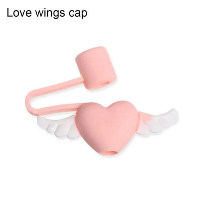 Mieli hermetiški šiaudiniai antgaliai Daugkartiniai animacinių filmų kištukai, dangtelis nuo geriamojo dulkių dangtelio silikono šiaudinio kištuko puodelio priedai