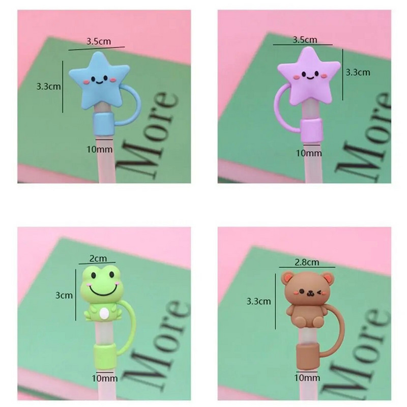 10 mm animacinių filmų silikoniniai šiaudeliai