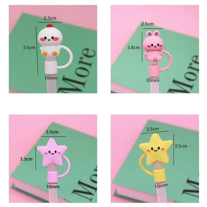 10 mm animacinių filmų silikoniniai šiaudeliai