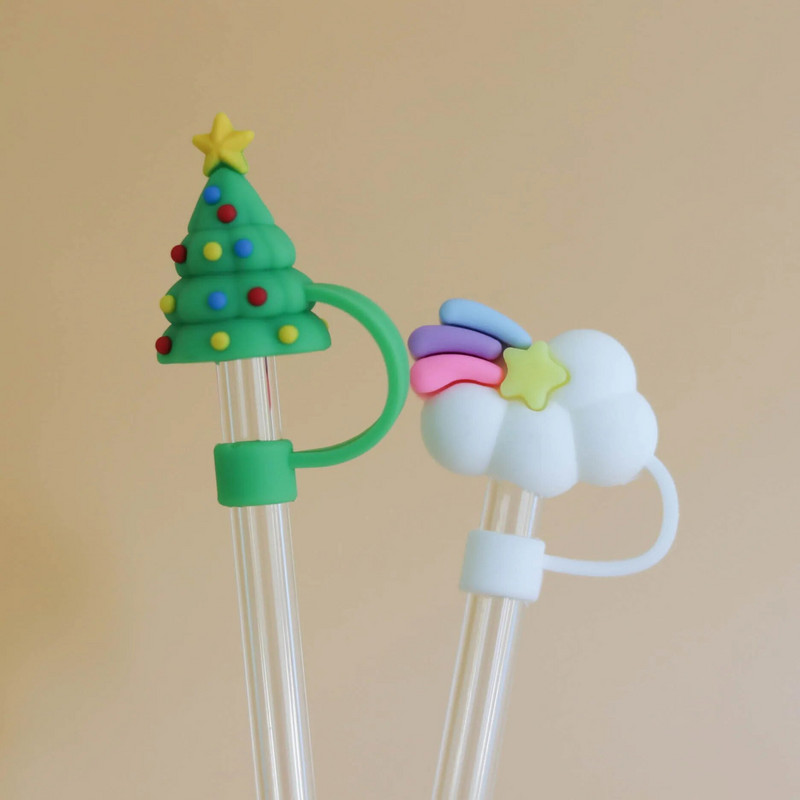 Nova kreativna slamnata kapa Dodaci za slamnate šalice u stilu crtića Igračke Otporne na prašinu Dodaci za piće protiv prskanja