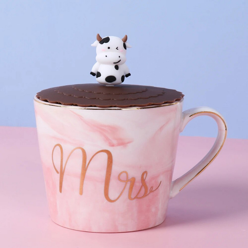 Χαριτωμένο κάλυμμα κυπέλλου σιλικόνης 10 cm Cartoon ανθεκτικό στη θερμότητα Σφραγισμένα καπάκια Καπάκι επαναχρησιμοποιήσιμο, ανθεκτικό στη σκόνη, κάλυμμα κυπέλλου