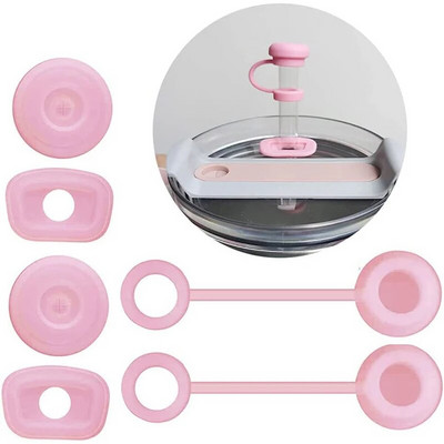 2Set puodelio šiaudinio dangtelio nuotėkio kamštis, apsaugantis nuo išsiliejimo, dulkėms atsparus skaidrus automobilio stiklinės šiaudų antgalio kištuko viršutinis dangtelis, skirtas 30/40 uncijų puodeliui