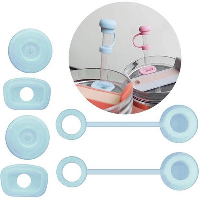 2Set puodelio šiaudinio dangtelio nuotėkio kamštis, apsaugantis nuo išsiliejimo, dulkėms atsparus skaidrus automobilio stiklinės šiaudų antgalio kištuko viršutinis dangtelis, skirtas 30/40 uncijų puodeliui