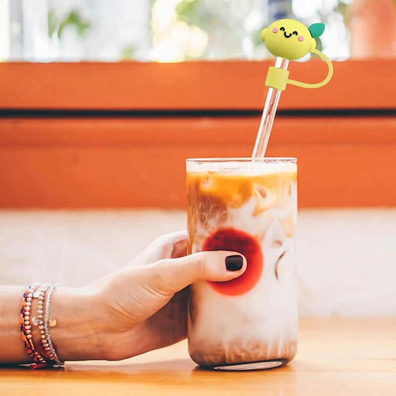 Νέο κάλυμμα καλαμιών επαναχρησιμοποιήσιμων καλαμιών με βύσμα σιλικόνης Cartoon Αεροστεγές, ανθεκτικό στη σκόνη, αδιάβροχο κάλυμμα από άχυρο