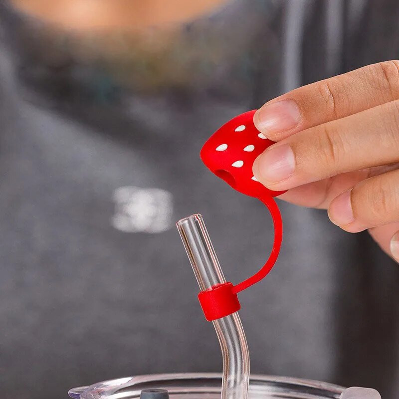 Νέο κάλυμμα καλαμιών επαναχρησιμοποιήσιμων καλαμιών με βύσμα σιλικόνης Cartoon Αεροστεγές, ανθεκτικό στη σκόνη, αδιάβροχο κάλυμμα από άχυρο