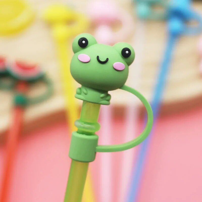 Νέο κάλυμμα καλαμιών επαναχρησιμοποιήσιμων καλαμιών με βύσμα σιλικόνης Cartoon Αεροστεγές, ανθεκτικό στη σκόνη, αδιάβροχο κάλυμμα από άχυρο