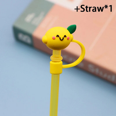 1 τεμ. Cartoon σιλικόνης συμβουλές από άχυρο Καπάκι σκόνης κατανάλωσης Πιτσιλίσματα Κάλυμμα Creative Cup Αξεσουάρ Εργαλεία σφράγισης με άχυρο 6-8 mm