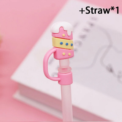 1 τεμ. Cartoon σιλικόνης συμβουλές από άχυρο Καπάκι σκόνης κατανάλωσης Πιτσιλίσματα Κάλυμμα Creative Cup Αξεσουάρ Εργαλεία σφράγισης με άχυρο 6-8 mm