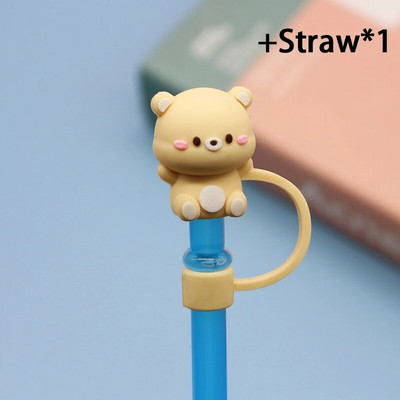 1 τεμ. Cartoon σιλικόνης συμβουλές από άχυρο Καπάκι σκόνης κατανάλωσης Πιτσιλίσματα Κάλυμμα Creative Cup Αξεσουάρ Εργαλεία σφράγισης με άχυρο 6-8 mm