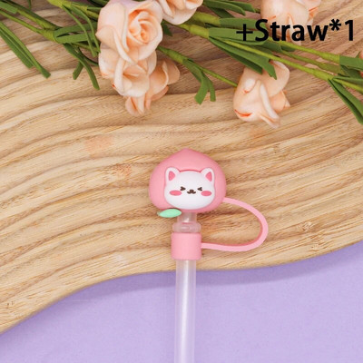 1 τεμ. Cartoon σιλικόνης συμβουλές από άχυρο Καπάκι σκόνης κατανάλωσης Πιτσιλίσματα Κάλυμμα Creative Cup Αξεσουάρ Εργαλεία σφράγισης με άχυρο 6-8 mm