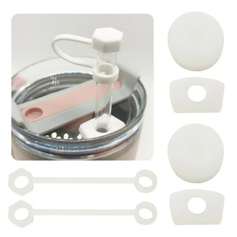 Skirta Stanley puodeliui 2.0 3/6 vnt puodelio šiaudinio dangtelio rinkinys Siurbimo vamzdžio puodelio dangteliai sandarinimo priedai Vandens puodelio perpildymo kamščio priedai