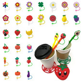 Mieli vaisiniai silikoniniai šiaudelių antgaliai Geriamasis dulkių dangtelis Daugkartinio naudojimo taškams atsparūs kamščiai Creative puodelio dangtelis Priedai šiaudelių sandarinimo įrankiai