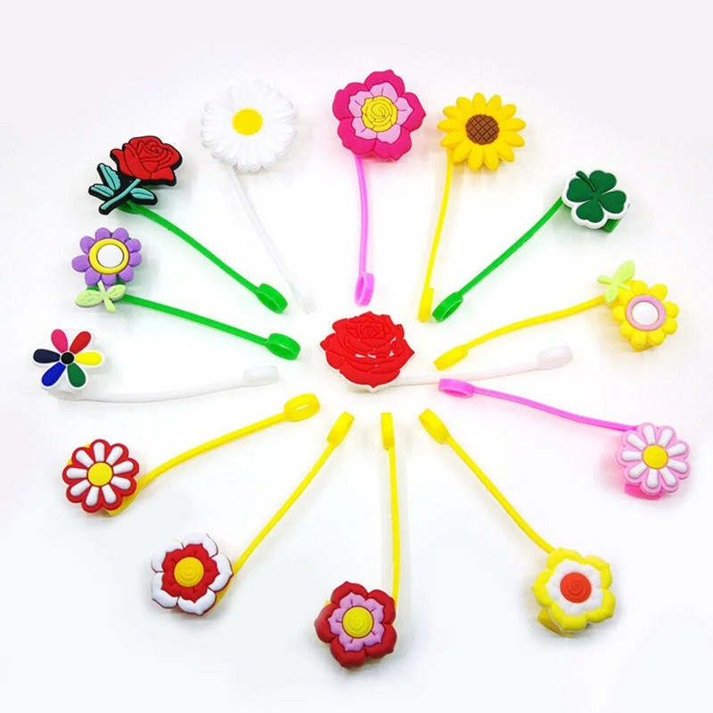 Mieli vaisiniai silikoniniai šiaudelių antgaliai Geriamasis dulkių dangtelis Daugkartinio naudojimo taškams atsparūs kamščiai Creative puodelio dangtelis Priedai šiaudelių sandarinimo įrankiai