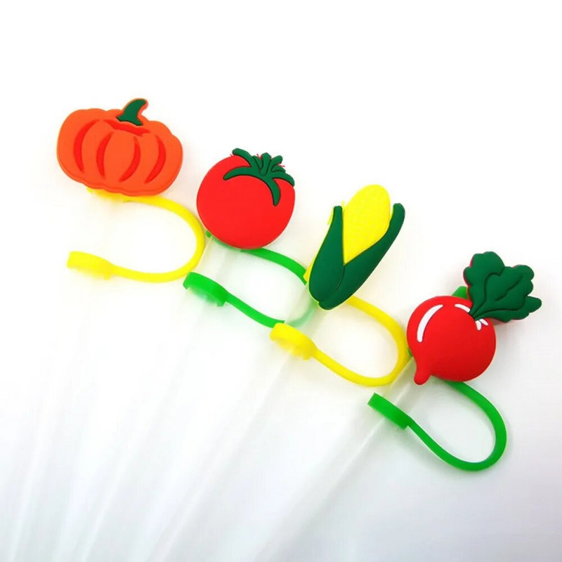 Mieli vaisiniai silikoniniai šiaudelių antgaliai Geriamasis dulkių dangtelis Daugkartinio naudojimo taškams atsparūs kamščiai Creative puodelio dangtelis Priedai šiaudelių sandarinimo įrankiai