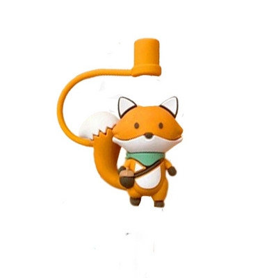 1 PC Creative σιλικονούχο πώμα από ψάθινο κάλυμμα με άχυρο κάλυμμα επαναχρησιμοποιούμενο, ανθεκτικό στη σκόνη, κάλυμμα πόσιμου κινουμένων σχεδίων, γυάλινο κύπελλο αξεσουάρ