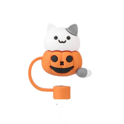 1 PC Creative σιλικονούχο πώμα από ψάθινο κάλυμμα με άχυρο κάλυμμα επαναχρησιμοποιούμενο, ανθεκτικό στη σκόνη, κάλυμμα πόσιμου κινουμένων σχεδίων, γυάλινο κύπελλο αξεσουάρ