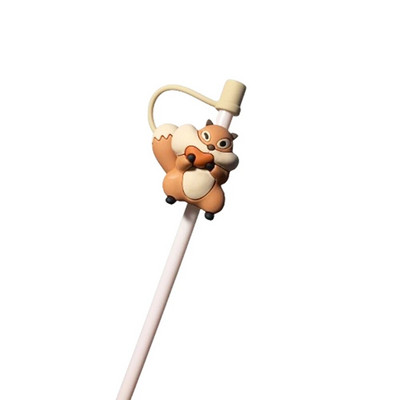 1 PC Creative σιλικονούχο πώμα από ψάθινο κάλυμμα με άχυρο κάλυμμα επαναχρησιμοποιούμενο, ανθεκτικό στη σκόνη, κάλυμμα πόσιμου κινουμένων σχεδίων, γυάλινο κύπελλο αξεσουάρ