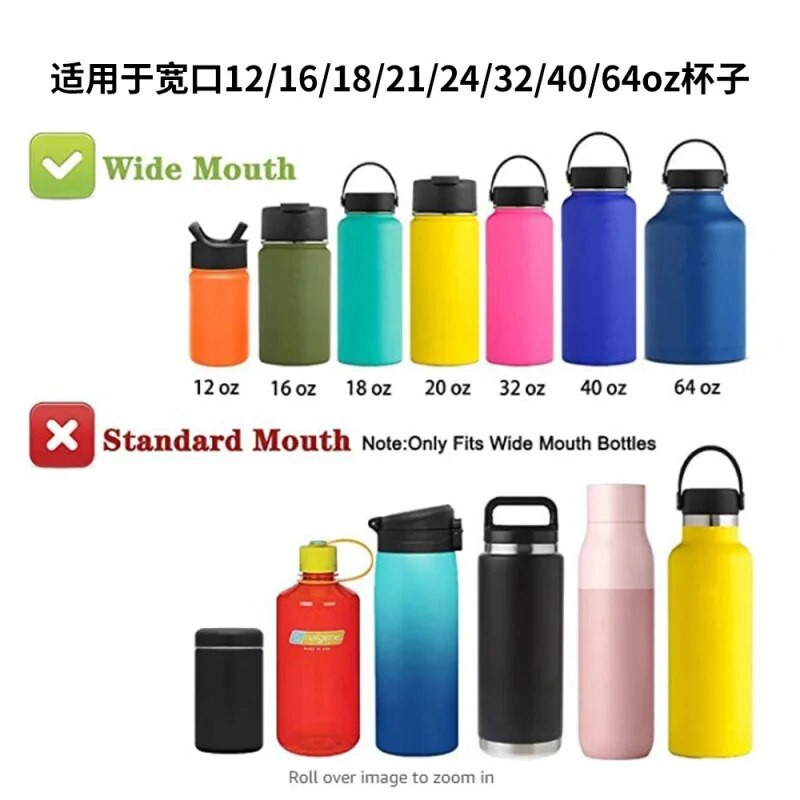 SUGAW poklopac čaše za Hydro Flask Boca s vodom Ručka Poklopac Dodaci 12oz-64oz Obojeni PP plastični poklopac za sportsku prijenosnu bocu