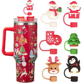 6PCS Božićna slamnata kapa za zaštitu od silikonske slamke za Stanley šalicu za Stanley čašu s ručkom 10 mm slamka za piće