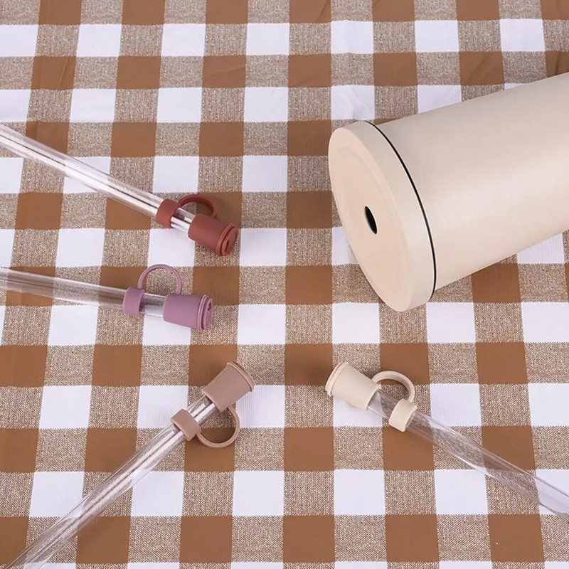 Silikoninis šiaudinis kištukas Mieli animacinių filmų kamšteliai dangtelis Daugkartinio naudojimo geriamųjų šiaudelių antgaliai dangteliai dulkėms atsparūs šiaudiniai kamščiai Creative puodelio priedai