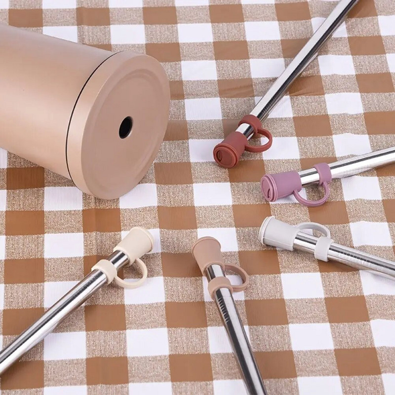 Silikoninis šiaudinis kištukas Mieli animacinių filmų kamšteliai dangtelis Daugkartinio naudojimo geriamųjų šiaudelių antgaliai dangteliai dulkėms atsparūs šiaudiniai kamščiai Creative puodelio priedai