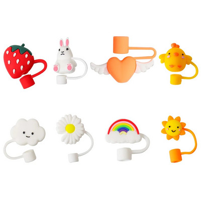 4/6/8 kom. Slatki slamnati vrhovi Poklopac protiv prašine za piće Silikonski čepovi otporni na prskanje Poklopac Kreativni poklopac slamnatog poklopca 6-8 mm Alati za brtvljenje slamčica