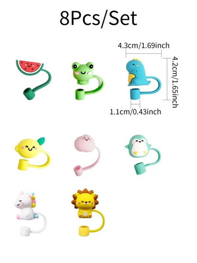 8 tk/partii kohta silikoonist õlekork Cartoon Animals, kaaned, kork trumlitopsi jaoks külmajoomiseks tolmukindel pistikukomplekt