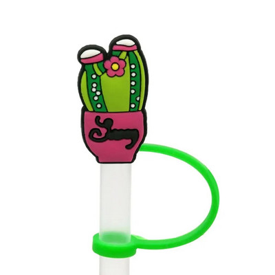 Kūrybinis silikoninis stiklo šiaudelių kamštis, daugkartinio naudojimo, hermetiškas, purslams atsparus dulkėms šiaudų kištukas Animacinio filmo šiaudinio dangtelio antgalių priedas