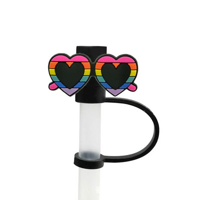 Kūrybinis silikoninis stiklo šiaudelių kamštis, daugkartinio naudojimo, hermetiškas, purslams atsparus dulkėms šiaudų kištukas Animacinio filmo šiaudinio dangtelio antgalių priedas