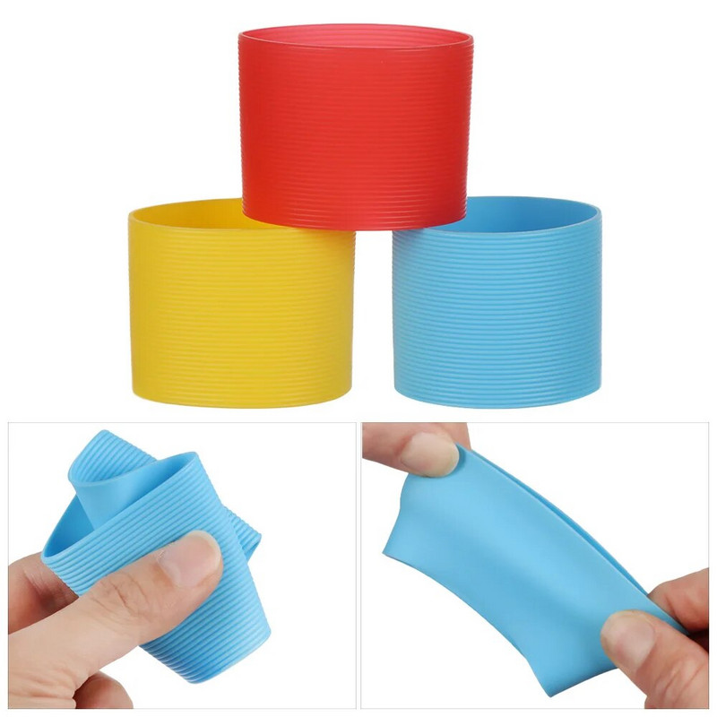 Silikoninis neslystantis puodelio rankovės stiklinis butelio dangtelis puodelis rankovės šilumą izoliuojantis buteliuko rankovės puodeliams keramikinis kavos puodelių įvyniojimas
