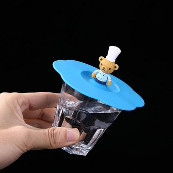 Прозрачен силиконов капак за чаша Топлоустойчив устойчив на течове анимационен капак Карикатура Симпатичен прахоустойчив капак за чаша Многократно уплътняващ капак за засмукване
