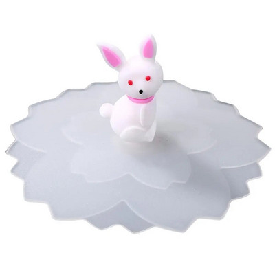 Prozirni silikonski poklopac za šalicu, otporan na toplinu, otporan na curenje, crtani poklopac, simpatičan, otporan na prašinu, poklopac za šalicu za višekratnu upotrebu, usisni poklopac