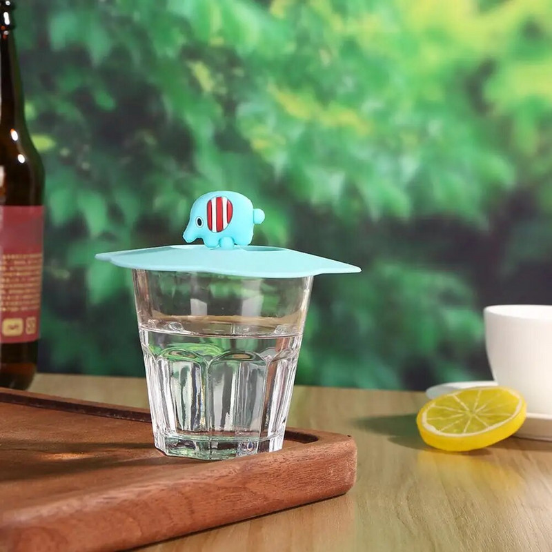 Prozirni silikonski poklopac za šalicu, otporan na toplinu, otporan na curenje, crtani poklopac, simpatičan, otporan na prašinu, poklopac za šalicu za višekratnu upotrebu, usisni poklopac