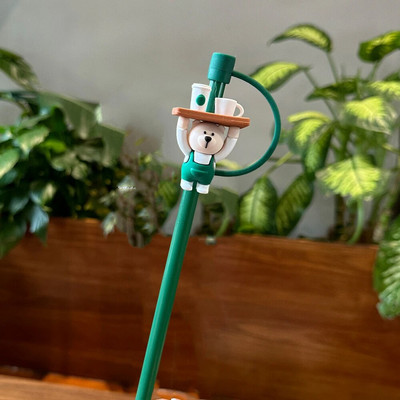 1 ΤΕΜ χαριτωμένο ψάθινο βύσμα σιλικόνης επαναχρησιμοποιήσιμο αεροστεγές καπάκι σκόνης κατανάλωσης καρτούν Βύσματα κάλυμμα για καλαμάκια 6-8 mm