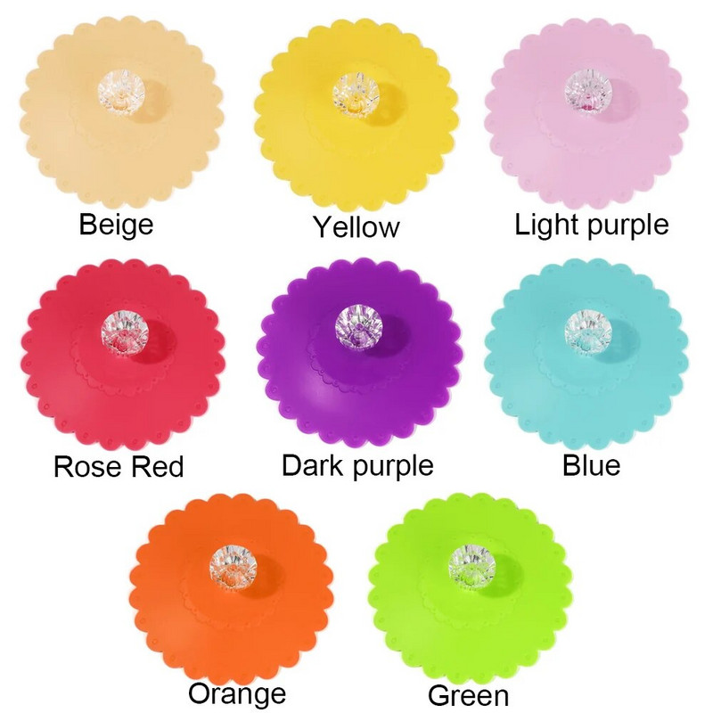 Naujas vaivorykštės spalvos silikoninis sandarus puodelio dangtis, šilumos išsaugojimo siurbimo dangtelis, daugkartinis netoksiškas nuo dulkių kavos puodelio priedas