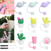 2021 Crtani čepovi otporni na prskanje za višekratnu upotrebu, vrhovi, poklopac, šalica za piće, čep za prašinu, kreativni silikonski slamkasti čep, dodaci za staklene šalice