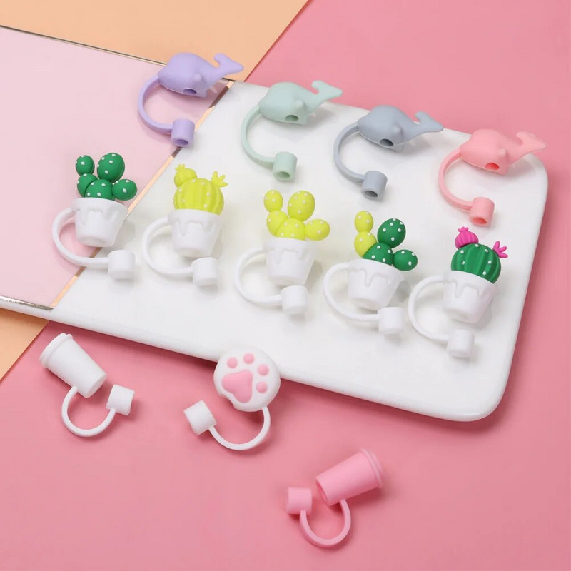 2021 Crtani čepovi otporni na prskanje za višekratnu upotrebu, vrhovi, poklopac, šalica za piće, čep za prašinu, kreativni silikonski slamkasti čep, dodaci za staklene šalice