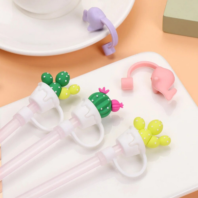 2021 Crtani čepovi otporni na prskanje za višekratnu upotrebu, vrhovi, poklopac, šalica za piće, čep za prašinu, kreativni silikonski slamkasti čep, dodaci za staklene šalice