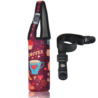 Mielas animacinių filmų puodelio dangtelis vaikams geriamasis butelis, apsauginis dangtelis, dirželis, sagtis, reguliuojamas pliušinis izoliacinis puodelio dėklas