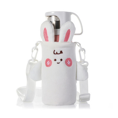 Mielas animacinių filmų puodelio dangtelis vaikams geriamasis butelis, apsauginis dangtelis, dirželis, sagtis, reguliuojamas pliušinis izoliacinis puodelio dėklas