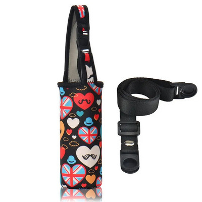 Mielas animacinių filmų puodelio dangtelis vaikams geriamasis butelis, apsauginis dangtelis, dirželis, sagtis, reguliuojamas pliušinis izoliacinis puodelio dėklas