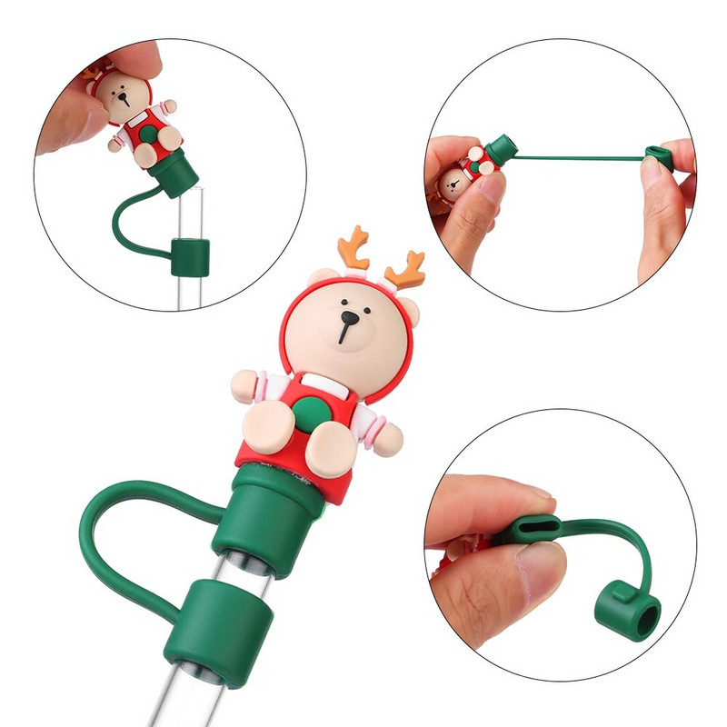 1PC Kreativni silikonski čep za slamke Za višekratnu upotrebu, otporan na prskanje, Poklopac za prašinu za piće Slamke, vrhovi Poklopac Posuđe za piće Dodaci za šalice za kuhinjske alate