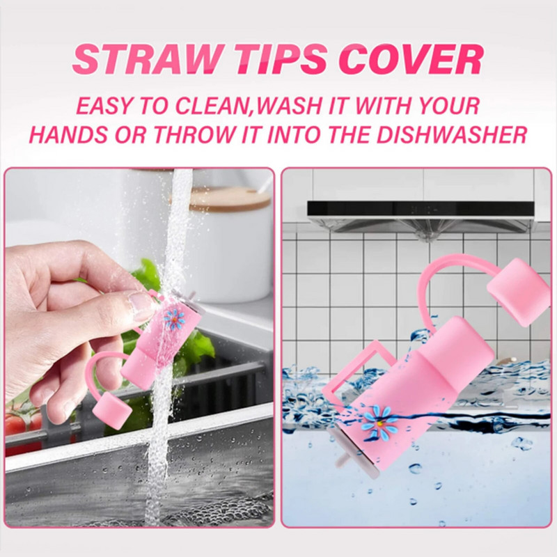 4 τεμ Ψάθινο καπάκι για κάλυμμα σιλικόνης Stanley Cup συμβατό με ποτήρι Stanley 30&40 oz με καλύμματα λαβής από ψάθινα μύτη