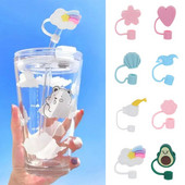 Νέο χαριτωμένο ψάθινο βύσμα σιλικόνης, επαναχρησιμοποιήσιμο καπάκι σκόνης κατανάλωσης, γυάλινο φλιτζάνι κινουμένων σχεδίων, αδιάβροχα βύσματα στο πιτσίλισμα Συμβουλές για κάλυμμα Αξεσουάρ