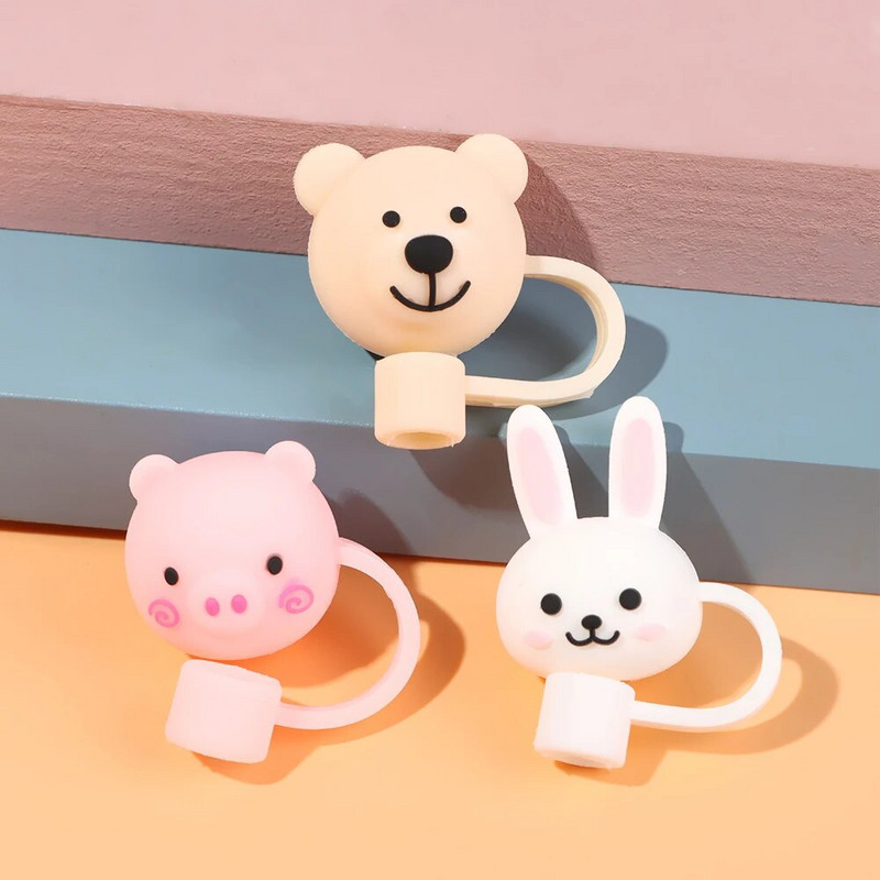 Νέο χαριτωμένο ψάθινο βύσμα σιλικόνης, επαναχρησιμοποιήσιμο καπάκι σκόνης κατανάλωσης, γυάλινο φλιτζάνι κινουμένων σχεδίων, αδιάβροχα βύσματα στο πιτσίλισμα Συμβουλές για κάλυμμα Αξεσουάρ