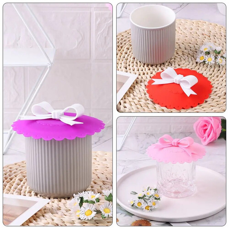 1PC Šareni silikonski poklopac za šalicu s čipkom protiv prašine protiv prašine, poklopac za šalicu za čaj, kavu, dijelovi posuđa, slatki darovi za višekratnu upotrebu