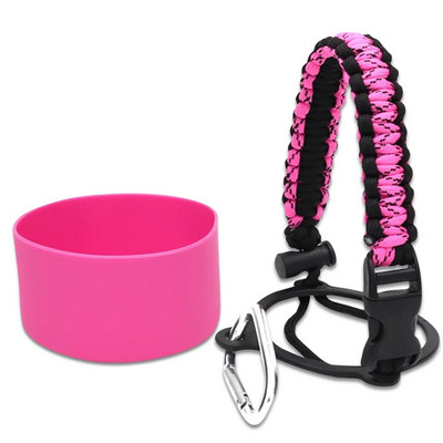 Paracord Λαβή για πλατύ στόμα Μπουκάλι νερού και μπότα με μανίκι σιλικόνης συμβατή με αξεσουάρ Hydro Flask Tumblers