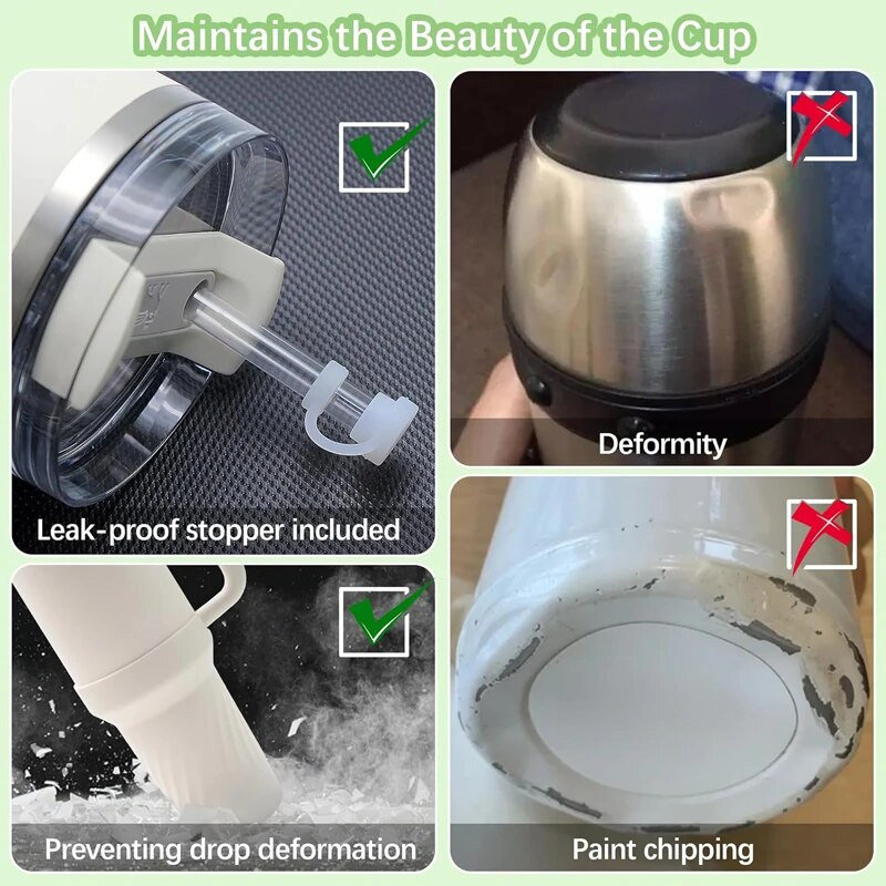 Silikoninis „Stanley“ butelio dugnas, neslystantis rankovės dangtelis, vandens buteliuko apsauginė įvorė, skirta „Stanley“ su šiaudeliais, sandarinimo dangteliais