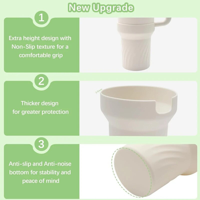 Silikoninis „Stanley“ butelio dugnas, neslystantis rankovės dangtelis, vandens buteliuko apsauginė įvorė, skirta „Stanley“ su šiaudeliais, sandarinimo dangteliais